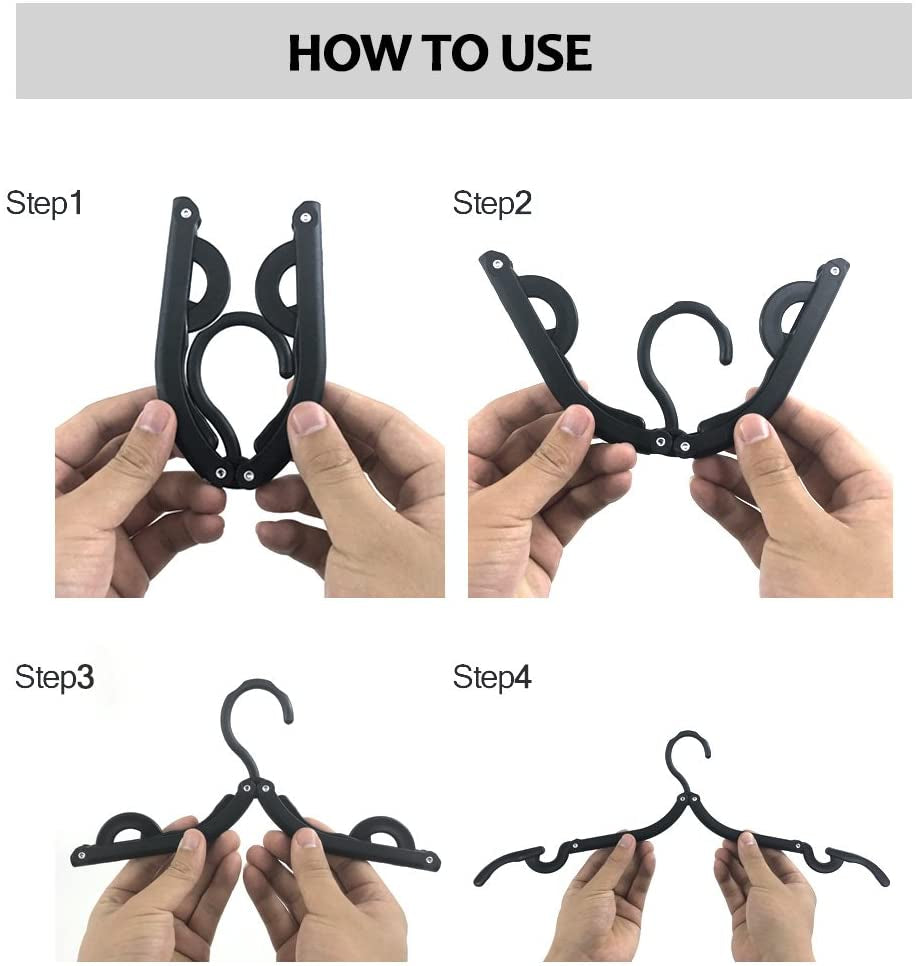 12Pcs Foldable Clothes Hangers for Traveling Black
