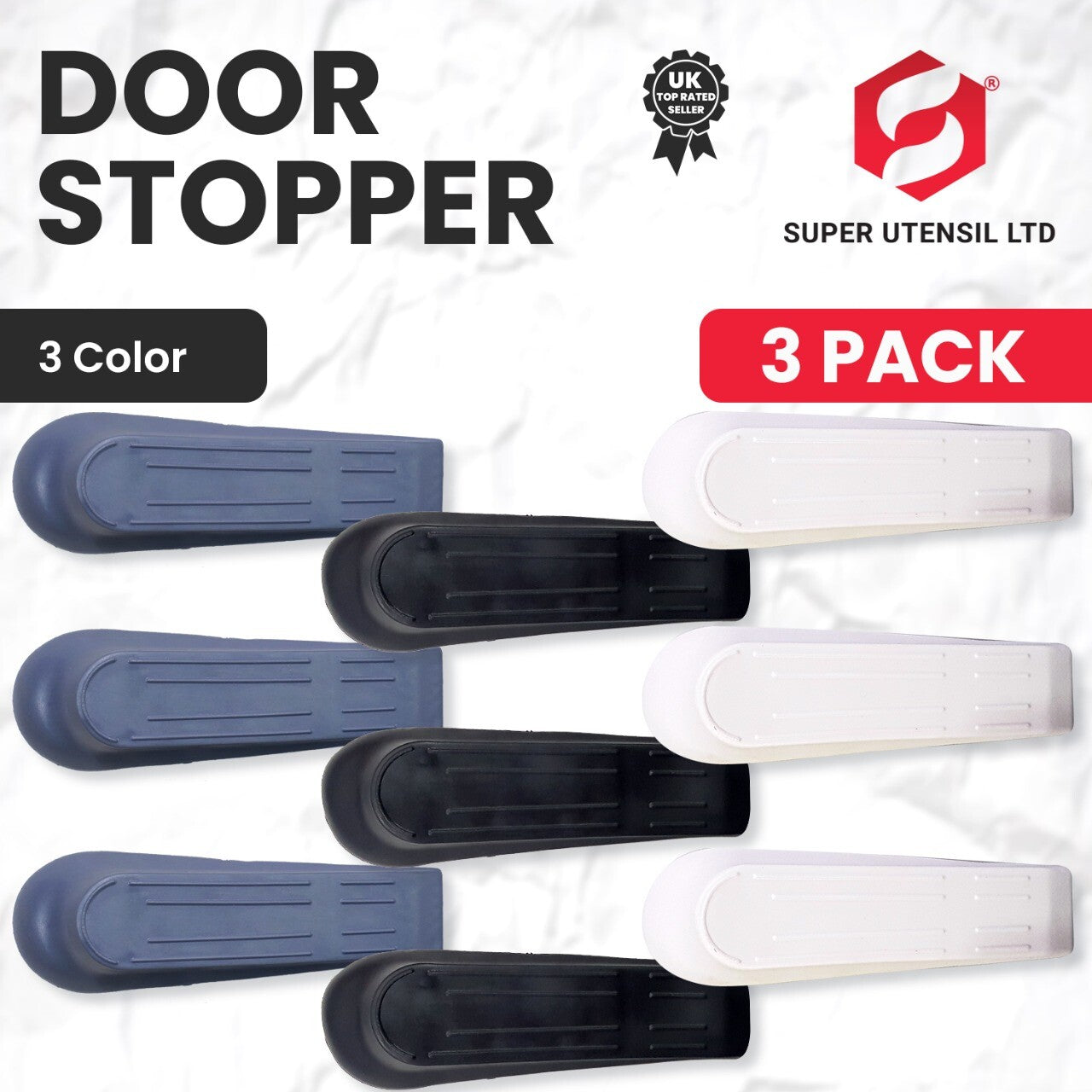 Door Wedge Shaped Plastic Door Stops Non-Slip Black Door Buffers for Office Home