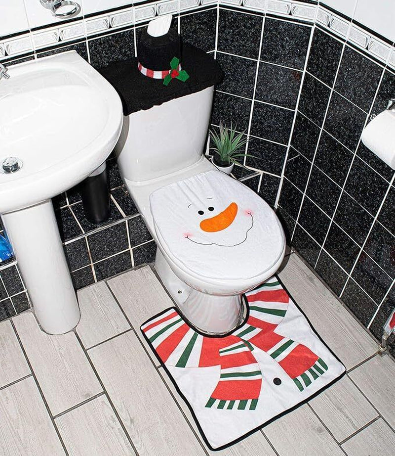 Christmas Xmas Decoration Toilet Seat Cover Set Santa, Elf, Reindeer, Snowman