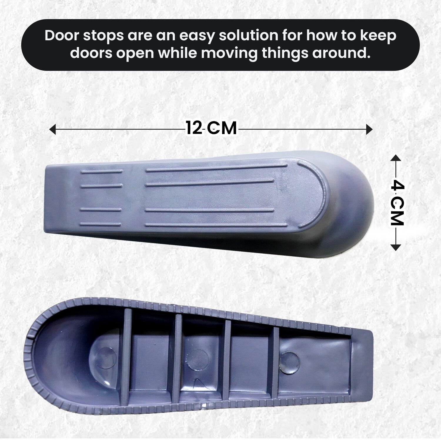 Door Wedge Shaped Plastic Door Stops Non-Slip Black Door Buffers for Office Home