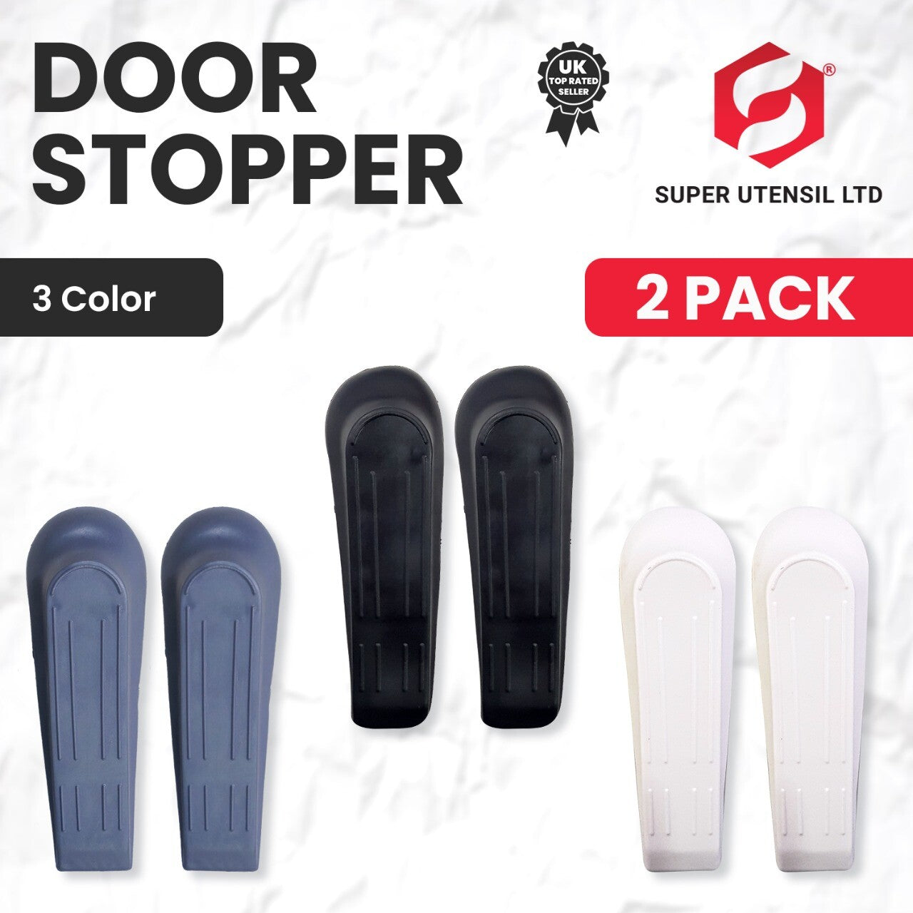 Door Wedge Shaped Plastic Door Stops Non-Slip Black Door Buffers for Office Home