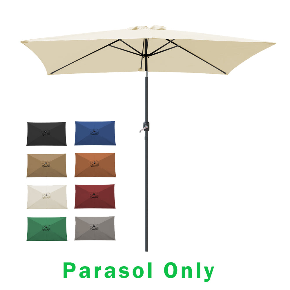2X3M Garden Parasol Patio Sun Shade Aluminium Crank Tilt Umbrella Cover Base