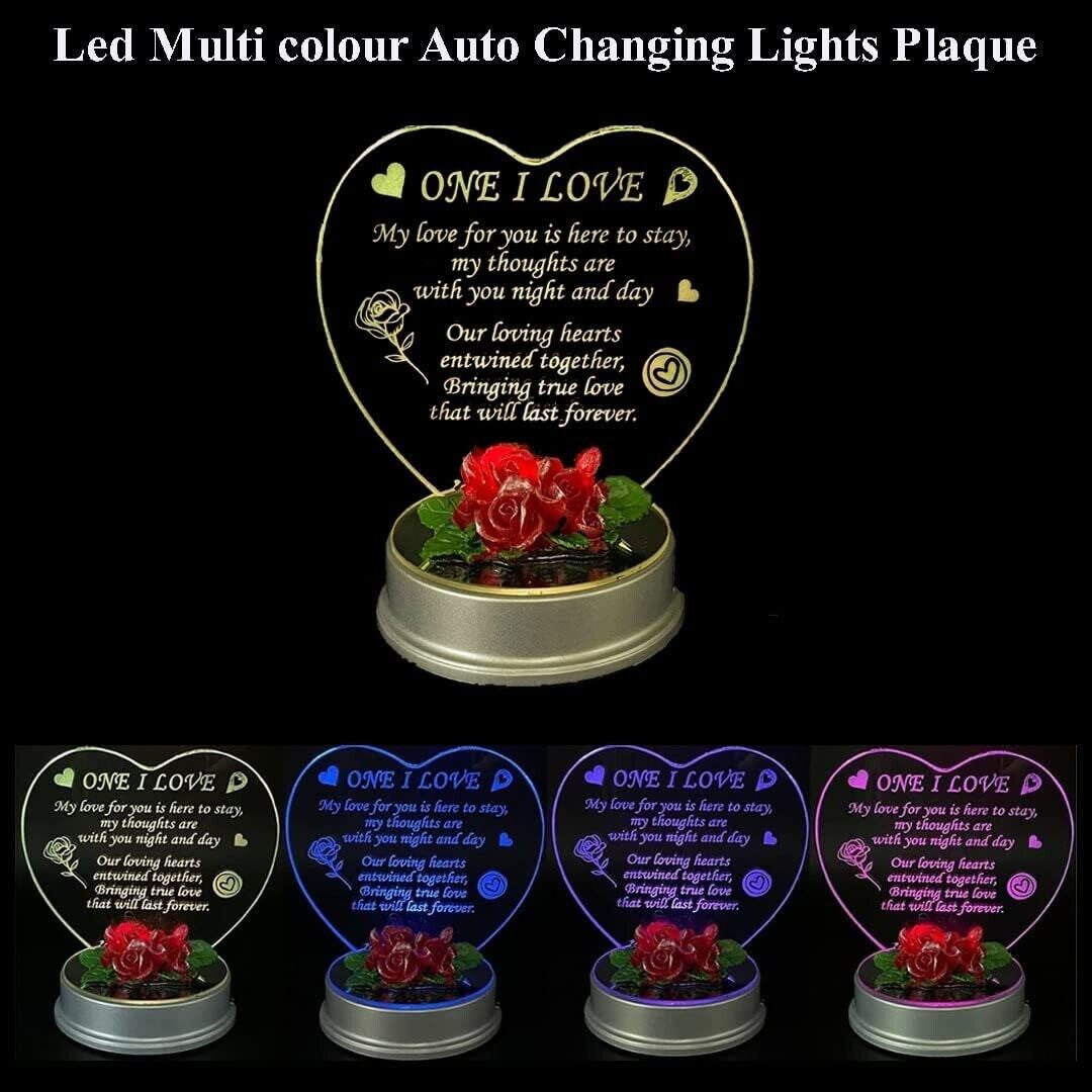 Christmas Romantic Heart Acrylic Love Gift with Red Rose ONE I LOVE Ornament